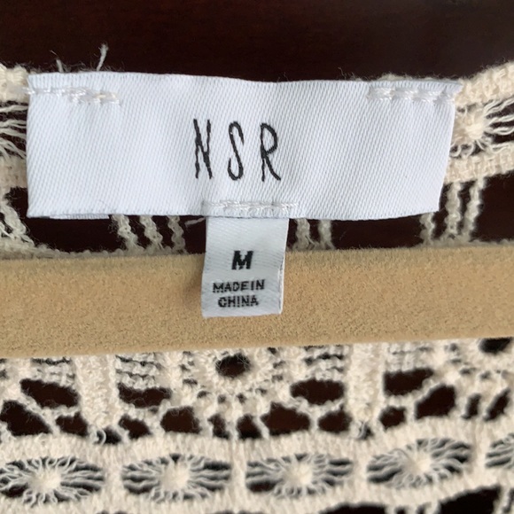 NSR boho crochet button down top & roll sleeves - Picture 6 of 10